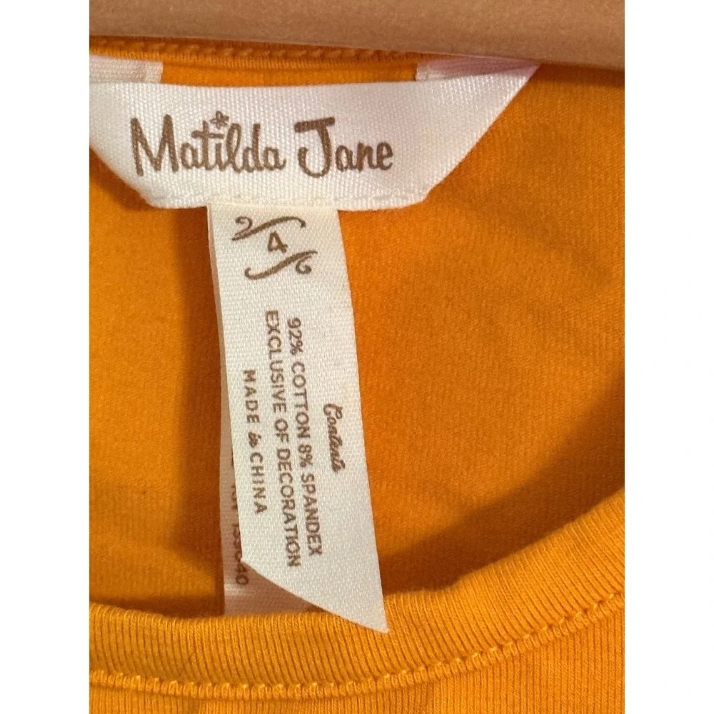 Matilda Jane Orange Polka Dot Ruffle‎ Lace Dress Girls Size 4 Long Sleeve